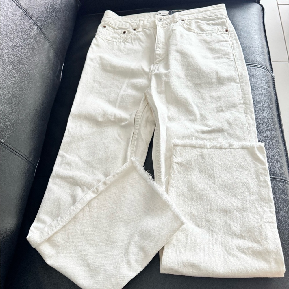 Zara Off-White Denim Pants